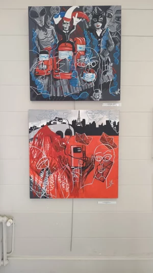 Exposition Myriam FERRY, peintre, collage, hall de la mairie de Blois, juin 2022